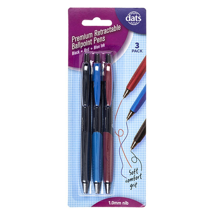 Retractable Ballpoint Pen 3pk