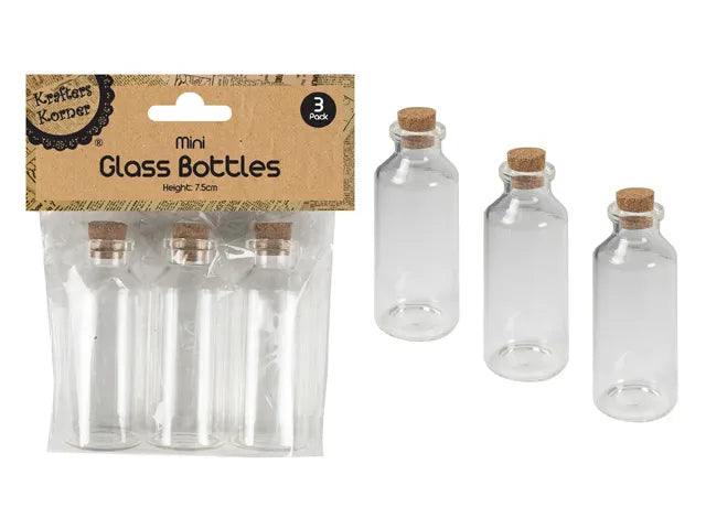Mini Glass Bottles 3pk