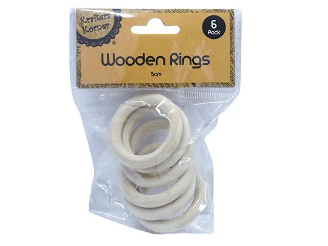 Wooden Rings 5cm 6pk