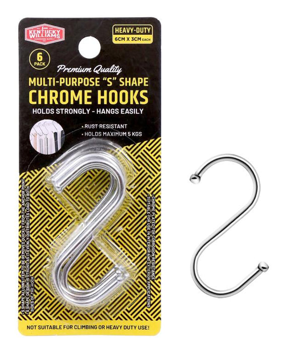 S Hook 6cm 6pk