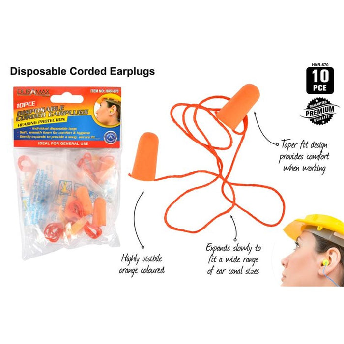 Earplugs Foam with Cord 10pk