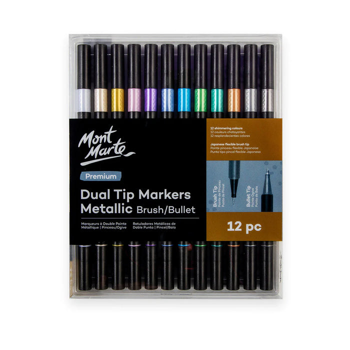 Mont Marte Dual Tip Markers Metallic 12pc