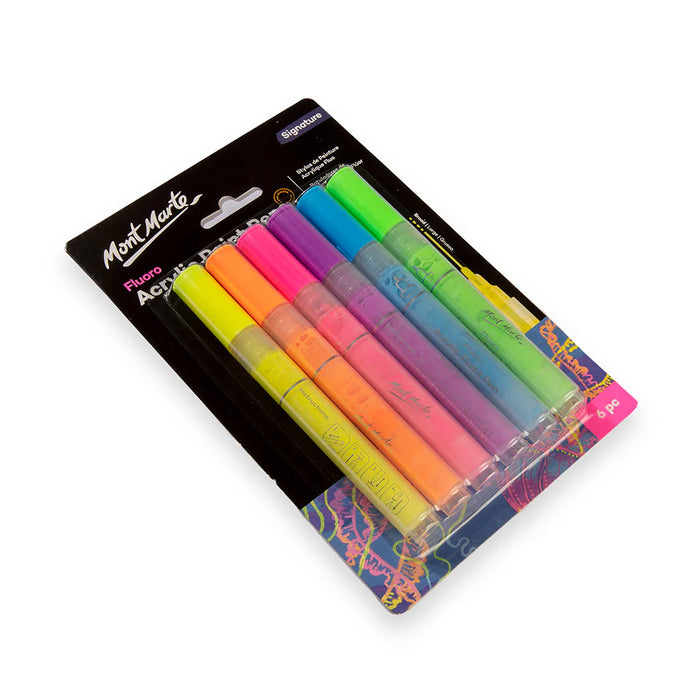 Mont Marte Acrylic Paint Pens Fluoro 6pk