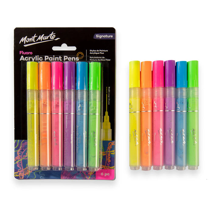 Mont Marte Acrylic Paint Pens Fluoro 6pk