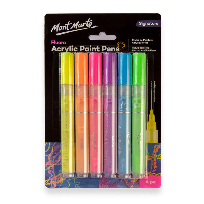 Mont Marte Acrylic Paint Pens Fluoro 6pk