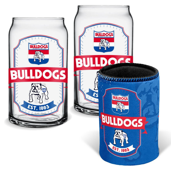 AFL Can Cooler & Glasses Set Western Bulldogs