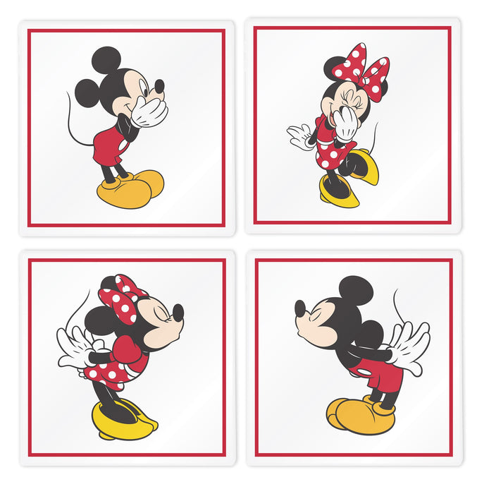 Glass Coaster Set of 4 Mickey & Minnie