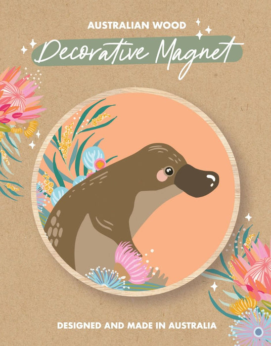 Wooden Magnet - Platypus Peach