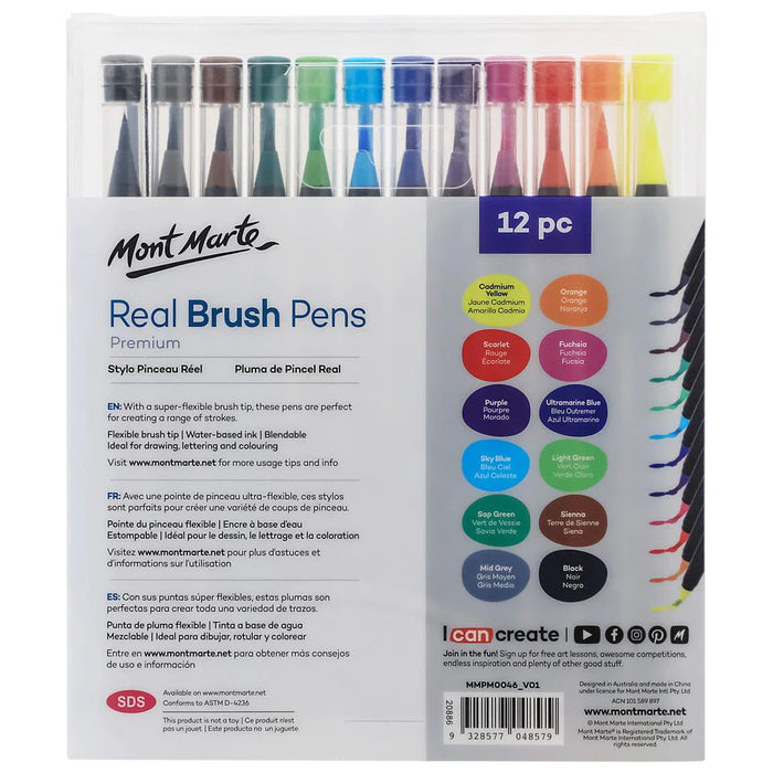 Mont Marte Real Brush Pens 12pc